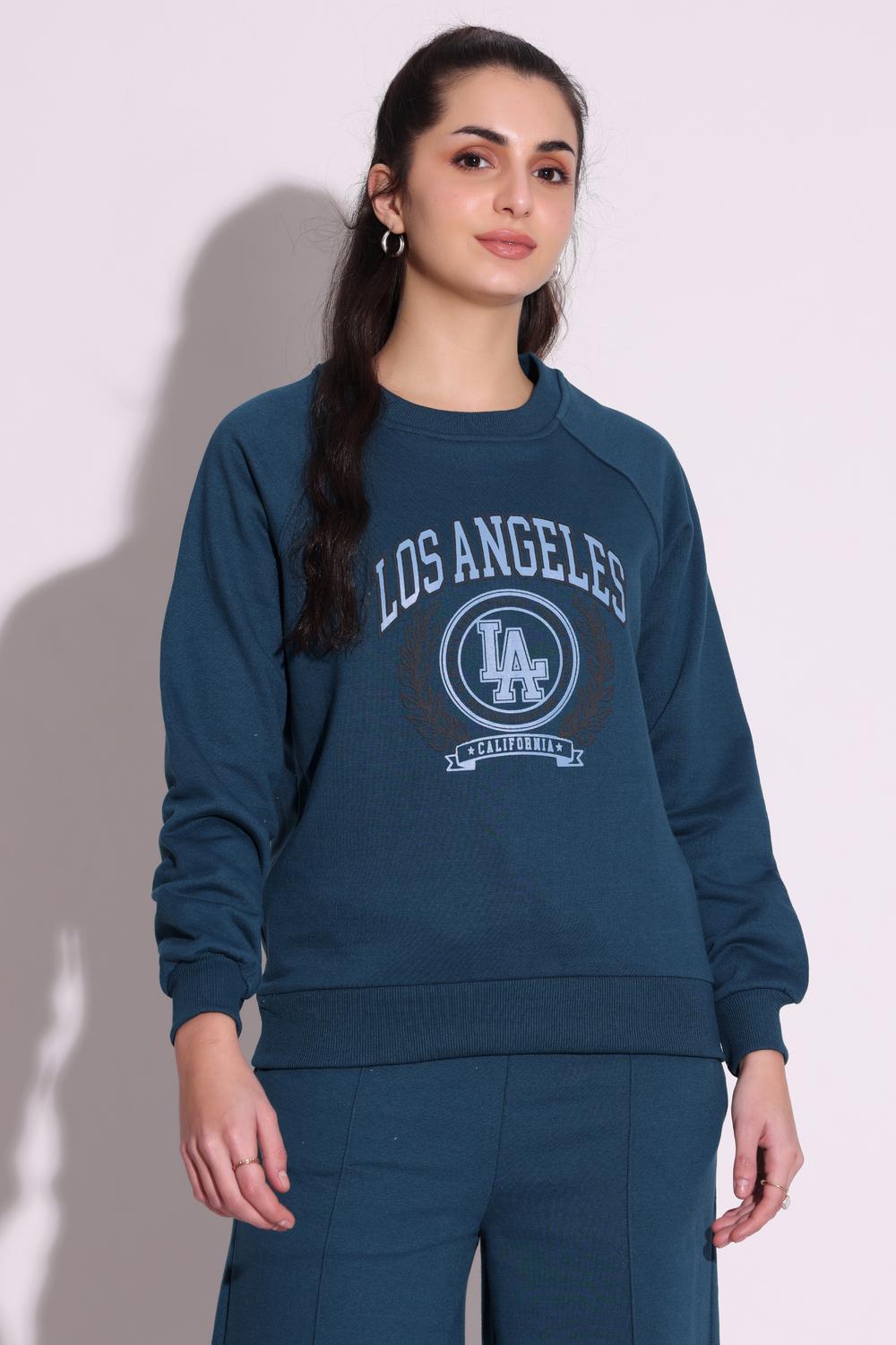 Womens Casual Wear Sweatshirt - Teal